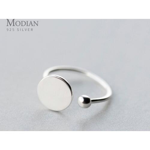 Modian Geometric Disc Light Beads Ring for Women Classic 925 Sterling Silver Fashion Simple Free Size Ring Fine Jewelry Gift