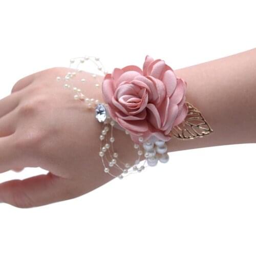 1pc Wrist Corsage Bracelet Bridesmaid Sister Hand Flower Wedding Party Gift Jewelry
