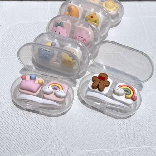 1PCS Contact Lens Case Box Holder Container Cute Moon Star Sun Patter Small Colored Contact Lenses Case Travel Kit Box Gift