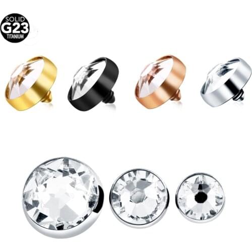 1pc G23 Titanium Micro Dermal Anchor Top Piercing Clear Gem Skin Diver Dermal Anchor Surface Piercing Implants Sexy Jewelry