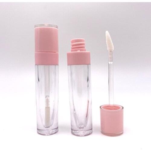10/30pcs 6.5ml Cute Elegant Pink Lipgloss Tube with Wand and Rubber Inserts Set,Empty Transparent Lip Gloss Container
