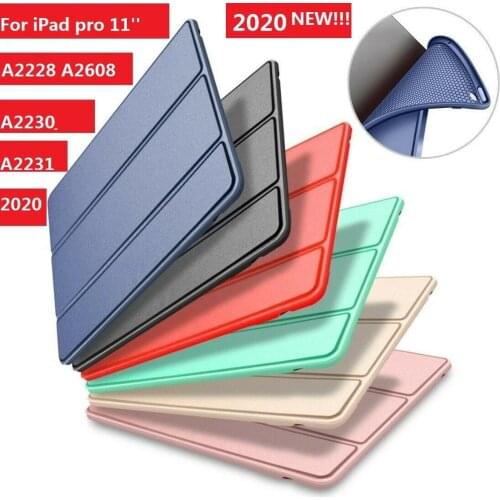 11'Silicone case For 2020 iPad Pro 11 A2228 A2068 A2230 A2231 leather flip cover Case stand smart cover