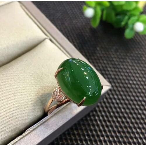 18K rose gold with diamonds set with top old ingredients spinach green and Tian Biyudan ringh66