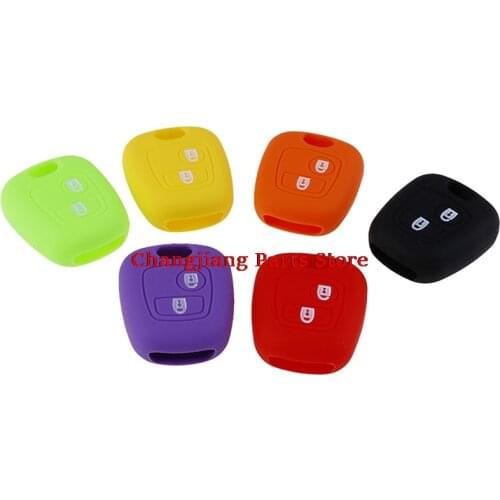 2 Buttons Silicone Rubber Car Remote Key Case Cover For 107 206 307 207 408 Key Protector Holder Shell
