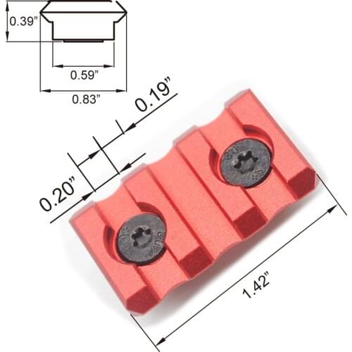3 slots / 1.42'' M-lok Rail Section Picatinny/Weaver Mount System Segment_Chinese Red Anodized For M LOK Handguard