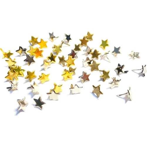 50pcs Shiny Star Gold Silver Bronze Metal Brads Scrapbooking Embellishment Fastener Brads Shoes Decoration Handmade DIY Crafts