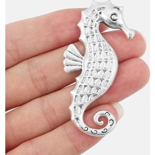 6pcs Antique Ocean Seahorse Charms Pendants for Jewelry Making Findings 65x31mm