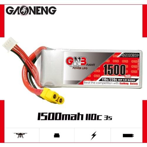 GAONENG 1500mAh 3S 11.1V 110C/220C LIPO BATTERY with XT60 plug for 250 Size Class FPV Racing Drone Racer Helicopter RC parts
