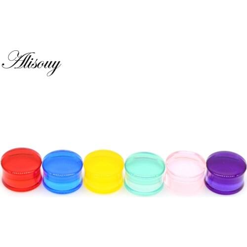 Alisouy 2 PCS Multicolor Acrylic Ear Stretchers Plugs and Tunnels Pink Green Ear Plugs Gauge 8-30mm Flesh Body Piercing Jewelry
