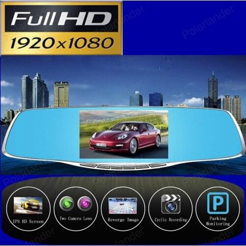 Full HD 1080P 4.3 Inch Rearview Mirror Dual Lens Registrar Camcorder Digital Video Recorder Car DVR