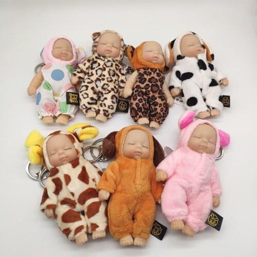 Cute Cartoon Baby Sleeping Doll Keychain PVC Lovely Vinyl Dolls Car Keyring Women Key Holder Gift Child Toy