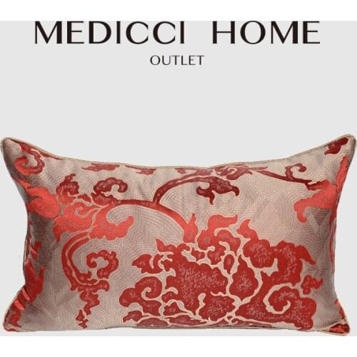 Medicci Home Lumbar Pillow Cover Luxury Decorative European Style High Precision Jacquard Cushion Case Red Color Coussin 30x50cm
