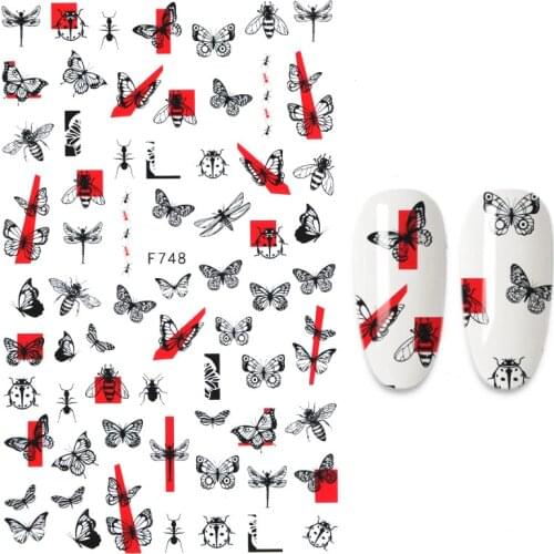 Black Butterfly 3D Nail Sticker Letter Applique Flower DIY Applique Design Nail Art Nail Art Decoration Salon 2021