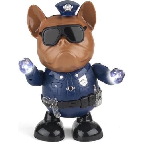 Kids Cute Cartoon Walking Dancing Police Dog Robot LED Flashing Lights Music Smart Interactive Electronic Singing Children Toy G