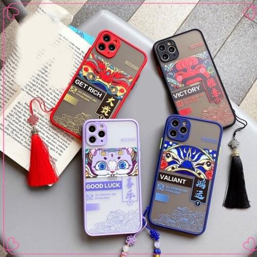 For iPhone 12 Mini 11 Pro Max XS XR X 7 8 Plus 3D Embossed Pattern With Tassel Rope All inclusive Lens Protect Phone Case Cover