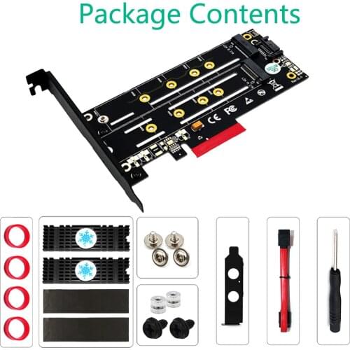 Dual M.2 PCIE Adapter M.2 SSD NVME (m Key) and SATA 22110 2280 2260 2242 2230to PCI-e 3.0 x 4 Host Controller Expansion Card
