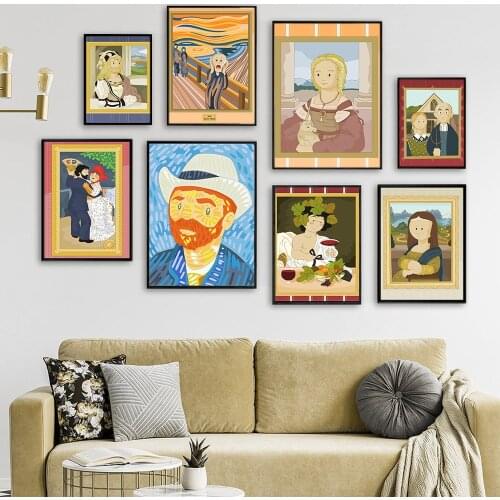 Humor Hunny Van Gogh Art Poster Oil Painting Abstract Pictures for Bedroom Frameless Modern Wall Decor Printings
