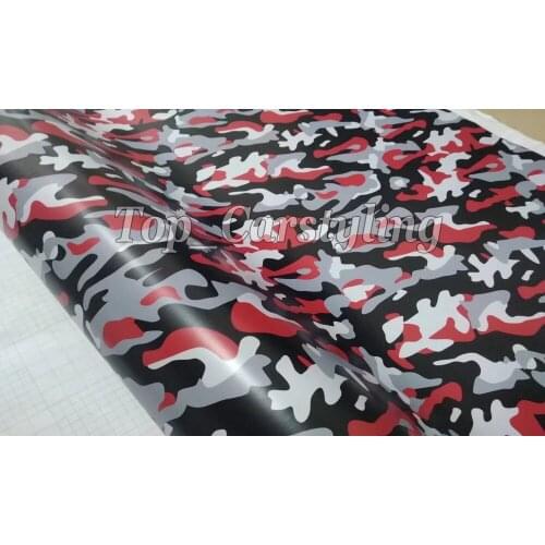 Camouflage Car Sticker Black & White & Red & Gray Camo Vinyl for Auto Vehicle Body Wraps With Bubble Free
