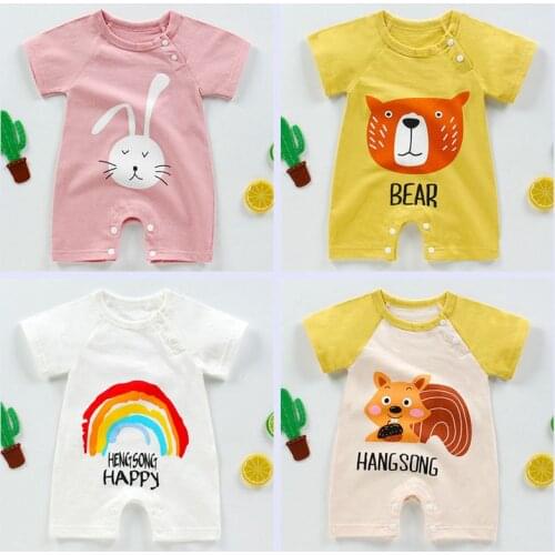 Baby Rompers 2020 Summer New Toddlers Short Sleeve Cotton Bottoming Climbing Clothes Newborn Boys Girls Jumpsuit&clothing