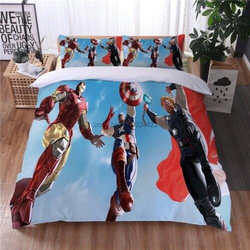 New Marvel Iron Man Captain America Thor 3d Bedding Set Printed Duvet Cover Pillowcase Comforter Cover Sets 2/3pcs Drop Shipping