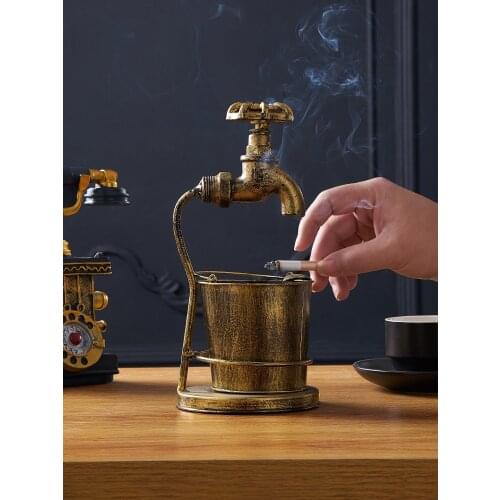 Creative iron ashtray forged home backyard metal ashtray bar water tap deer bird form hot house decoration