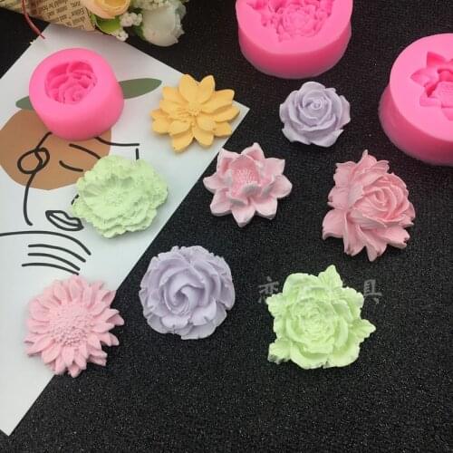 Small flowers flower lotus series cake silicone mold turn sugar baked chocolate cake decorated DIY liquid drop tool