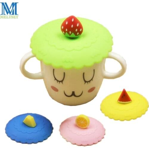 Meltset 1pc Fruit Lace Silicone Lid Dustproof Coffee Mug Cover Free Splicing Thermal Insulation Cup Cooking Pot Sealed Lid