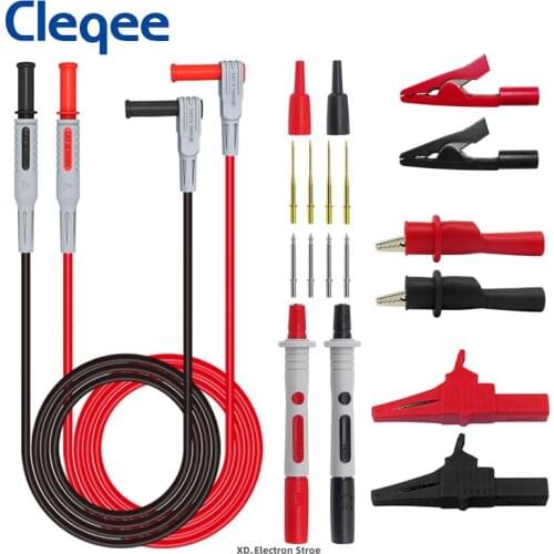 Cleqee P1033C 4mm Banana Plug Multimeter Test Leads Kit with Alligator Clips + Replaceable Needles Crocodile Clamps Test Probes