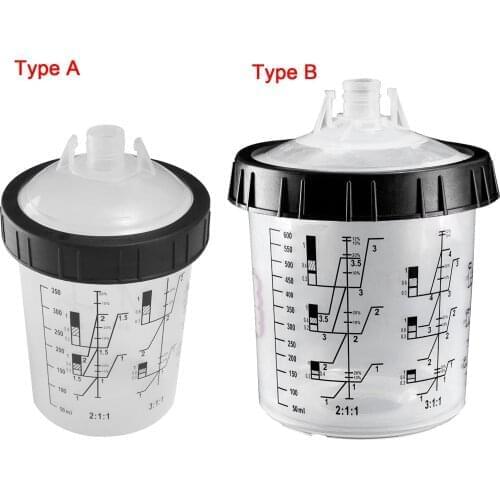 4Pcs PPS Paint Spray Gun Cup Lids and Liners Kit 160/400/600/800ml Paint Mixing Cup PPS H/O Quick Paint Cups for Cars Paint Cup