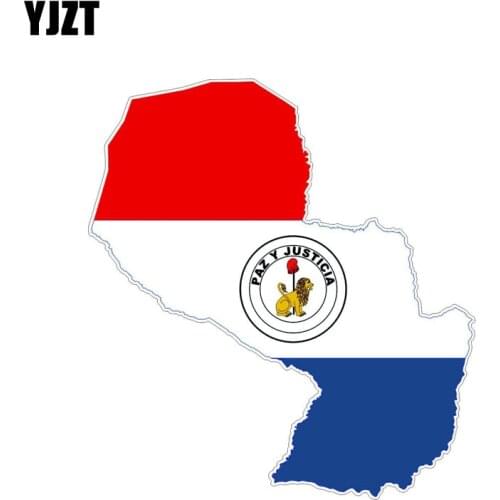 YJZT 13.5CM*7.4CM Paraguay Flag Car Sticker Map Creative Decal Car Accessories 6-1213