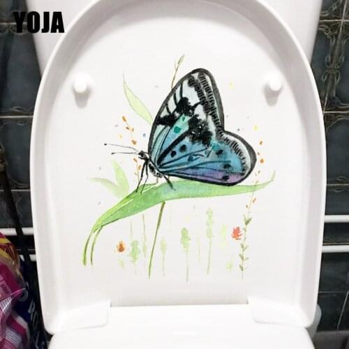YOJA 19X22.3CM Butterfly Insect Flower Cartoon Kids Rooms Wall Sticker Home Bathroom Toilet Decor T1-2128