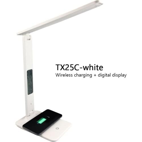 Desk Lamp Intelligent LED Table Light 10W QI Wireless Charging With Calendar Temperature Alarm Clock Eye Protect Reading Light