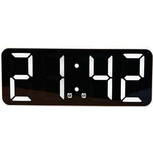 Mini LED mirror Alarm Clock Digital Table Clock with 3 Brightness 12/24 hour optional formats 2 alarms temperature display