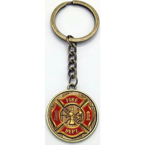 2020 New Fashion Charm Firefighter Tool Glass Keychain Accessories