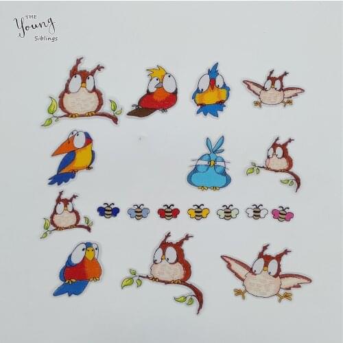 New arrive Cartoon Bird Bee Patch Hot melt adhesive Embroidery Iron on patch DIY Clothing Accessories Motifs Stickers Badges