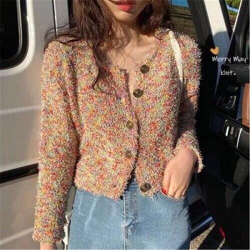New Symphony knitted Cardigan Sweater Women Autumn All-match Sweet Casual Loose V-neck Sweaters Jackets Female Top Chic