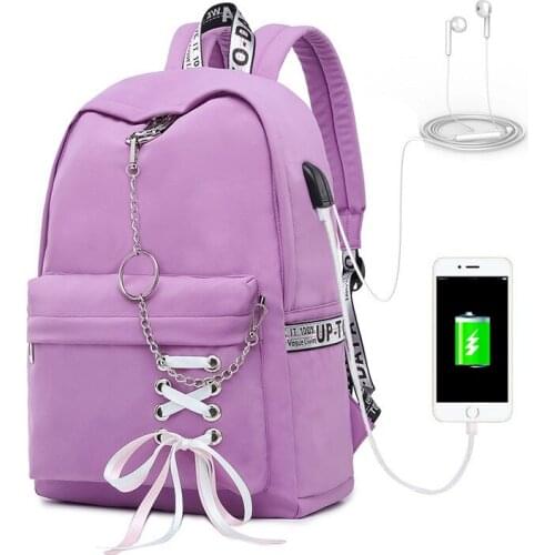 New Women Backpack USB Charging Nylon Backpacks School Bags For Teenagers Girl Laptop Backpack Students Satchel