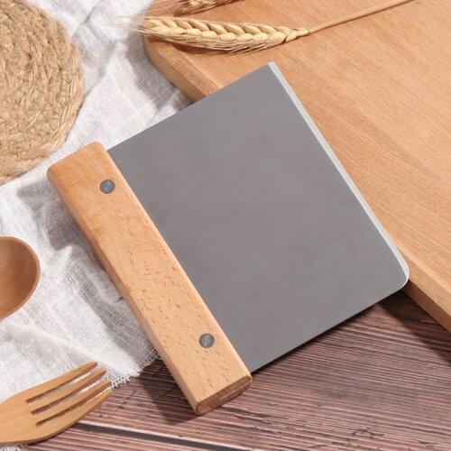 Wooden Handle Bread Dough Knife Pizza Tool Scraper Stainless Steel Dough Cutter Pastry Scraper Bench Toast/Cake Cutter Slice