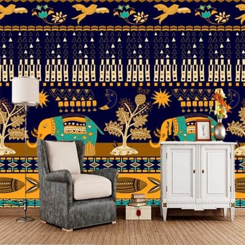 Papel de parede Indian style cartoon elephant 3d wallpaper,living room TV wall bedroom wall paper home decor restaurant mural