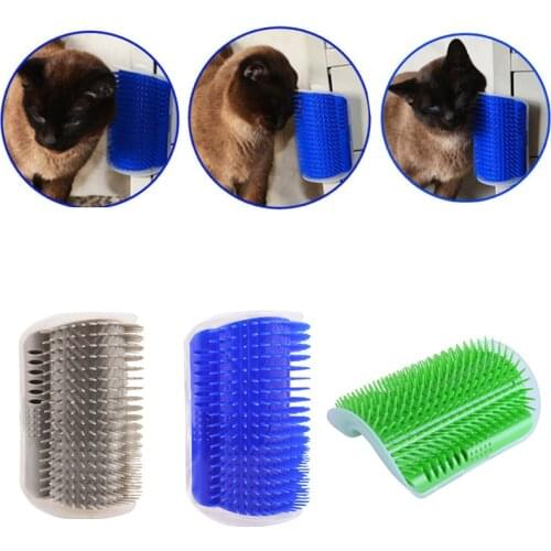 Pet Cat Self Grooming Brush Comb Corner Kitten Cat Hair Trimming Self Massage Brush With Catnip Pet Cat Scratcher Toy