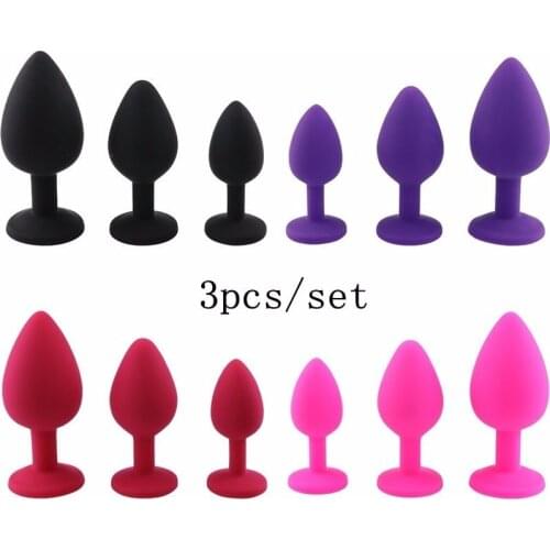 3Pcs/Set Silicone Butt Plug with Crystal Detachable Jewelry Anal Plug Vagina Massager Clitoris Stimulator Sex Toys for Woman Men