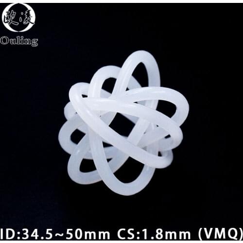 5PCS/lot Silicon Ring Silicone/VMQ O ring 1.8mm Thickness ID34.5/35.5/37.5/40/41.2/42.5/45/46.2/50mm Rubber ORing Seal Gasket