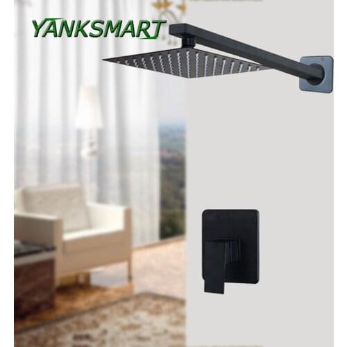 YANKSMART Bathroom Luxury Black Shower Set Mixer with Shower Black Shower Set Bathroom Shower Faucets Bathtub Faucet Sets