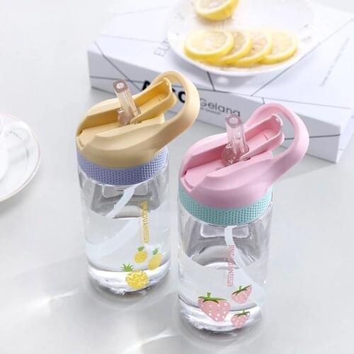 Water Cup Plastic Portable Creative Cups With Straw Adult Korean Girl Student Fresh And Cute Heart Water Bottles Gifts