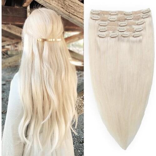 Fast Delivery Large Stock Best Quality 100% Remy Human Hair 100g Include 6 Pieces With Lace Clip in Human Hair Extensions