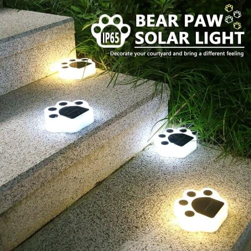 Bear Claw Footprint Solar Led Light Outdoor Garden Patio Path Landscape Animal Paw Print Solar Sensor Lamp Home Christmas Decor