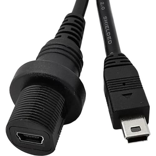 30cm USB2.0 mini 5Pin Male to Female AUX Flush Panel Mount Extension Cable for Car Truck Boat Motorcycle Dashboard