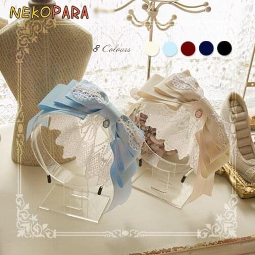 The Maidens Prayer Handmade Vintage Bows Hairband KC Lace,Pendant Trim Elegant Lolita Sweet Daily Headband Headwear