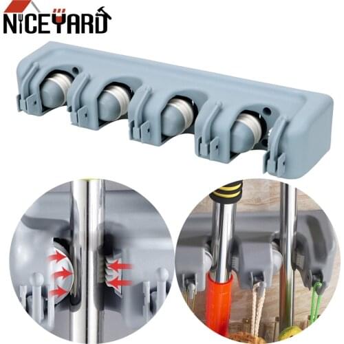 NICEYARD Magic Plastic Mop Holder Wall Mounted Broom Holder 3 Styles Multi-Functional Storage Holder