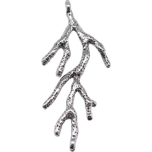 WYSIWYG 10pcs Tree Branch Shape Charms Antique Silver Color Connector Pendant Handmade Hanging Jewelry Making Accessory